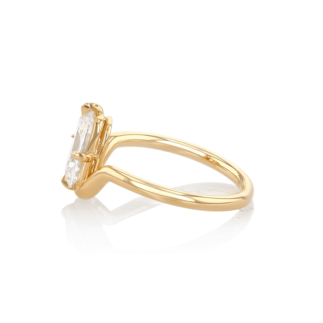 18k Yellow Gold and Cushion Cut Diamond 1.50 Total Weight Engagement Ring