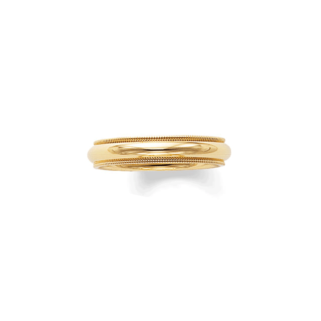 14k Recycled Gold 4mm Milgrain Comfort Fit Wedding Band