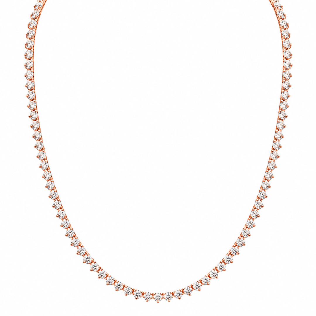 14k Rose Gold and 6.00 Total Weight Diamond Line 17 Inch Necklace