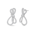 Charles Krypell 18k White Gold and 1.60 Total Weight Diamond Double Bow Earrings