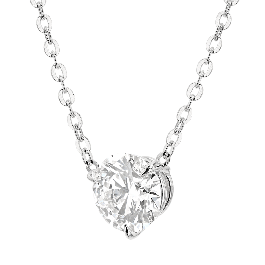 18k White Gold and Diamond 2.01 Total Weight Solitaire Pendant