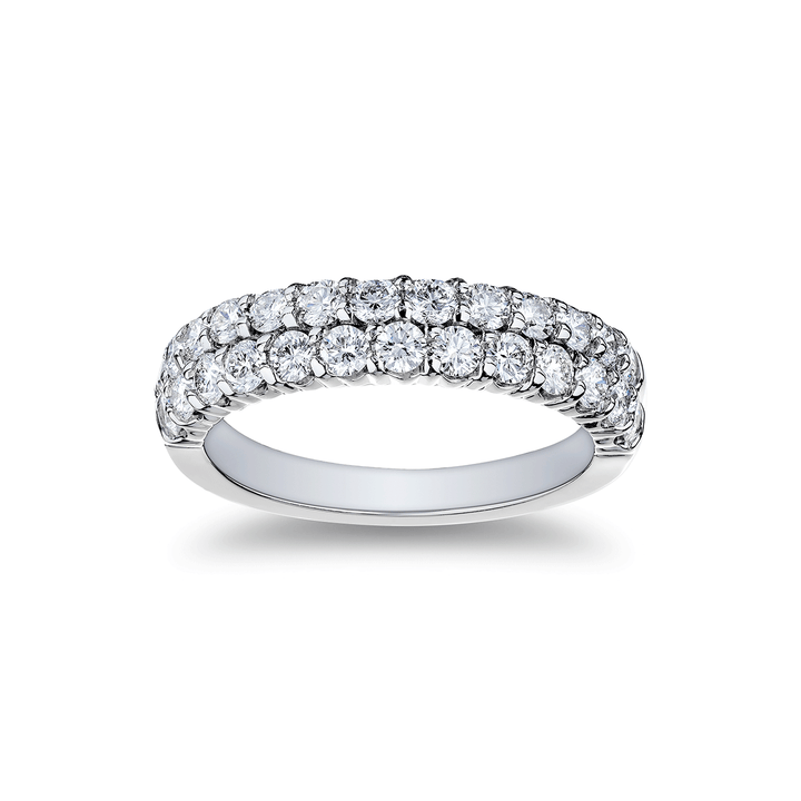 18k Gold and Diamond 1.30 Total Weight Double Row Band
