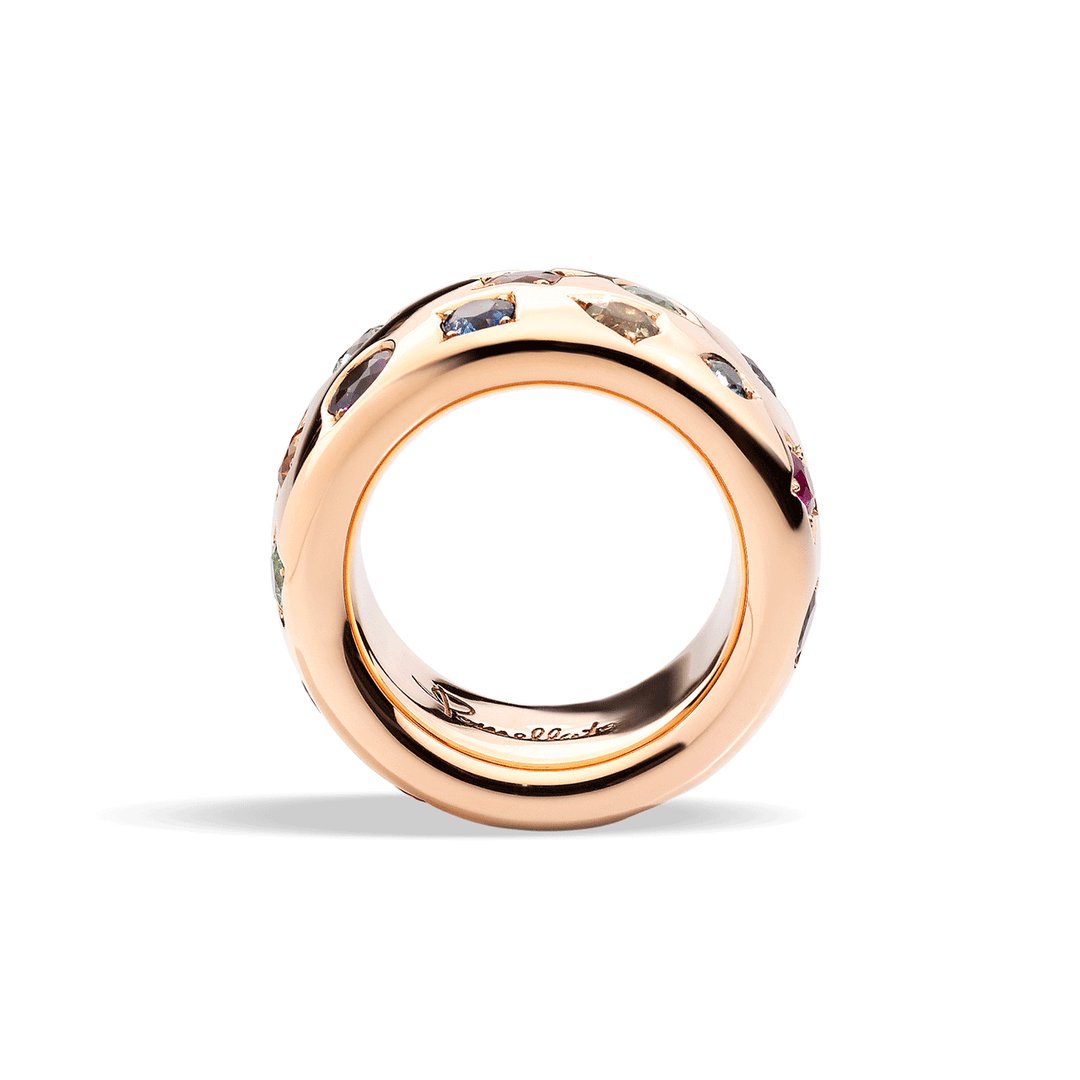 Pomellato Iconica 18k Rose Gold and Multistone Wide Ring