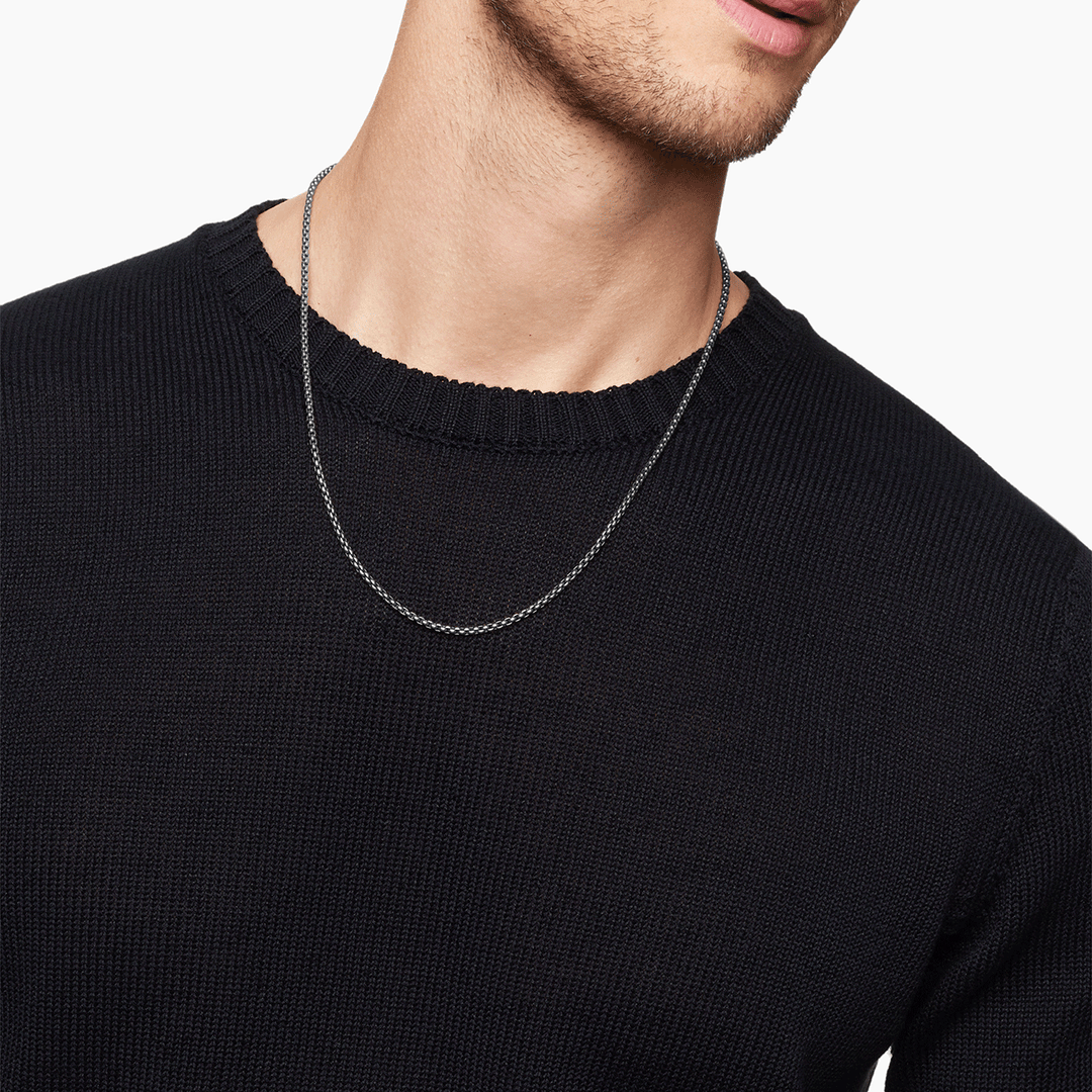 David Yurman Box Chain Necklace Grey Titanium, 2.7mm