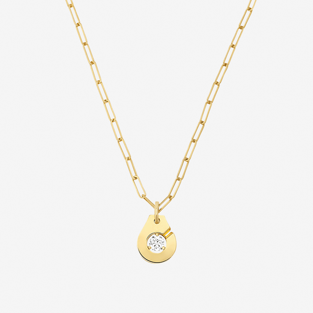 Dinh Van Menottes 18k Yellow Gold and Diamond R10 Necklace