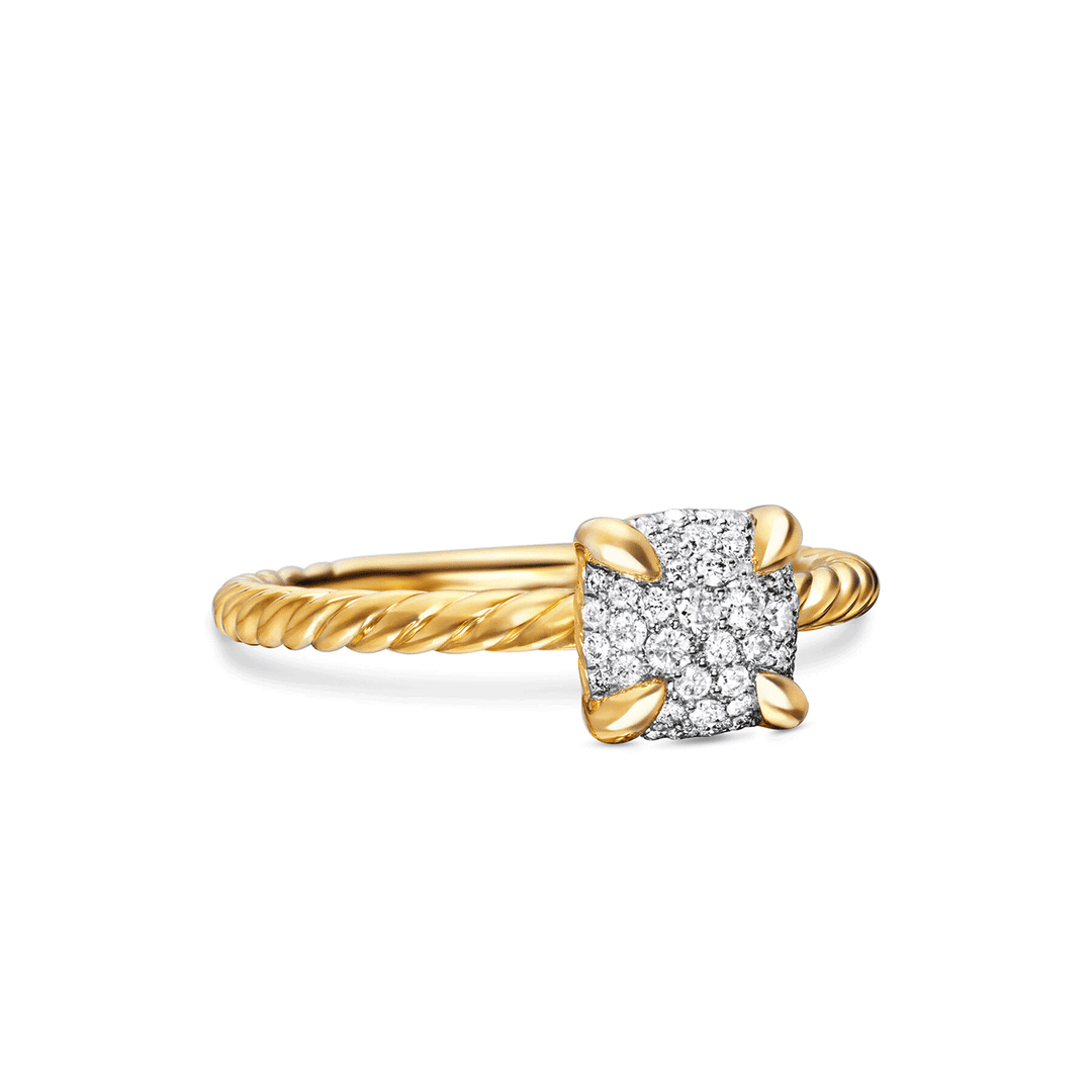 David Yurman Petite Chatelaine® Ring 18K Yellow Gold with Pavé Diamonds, 7mm