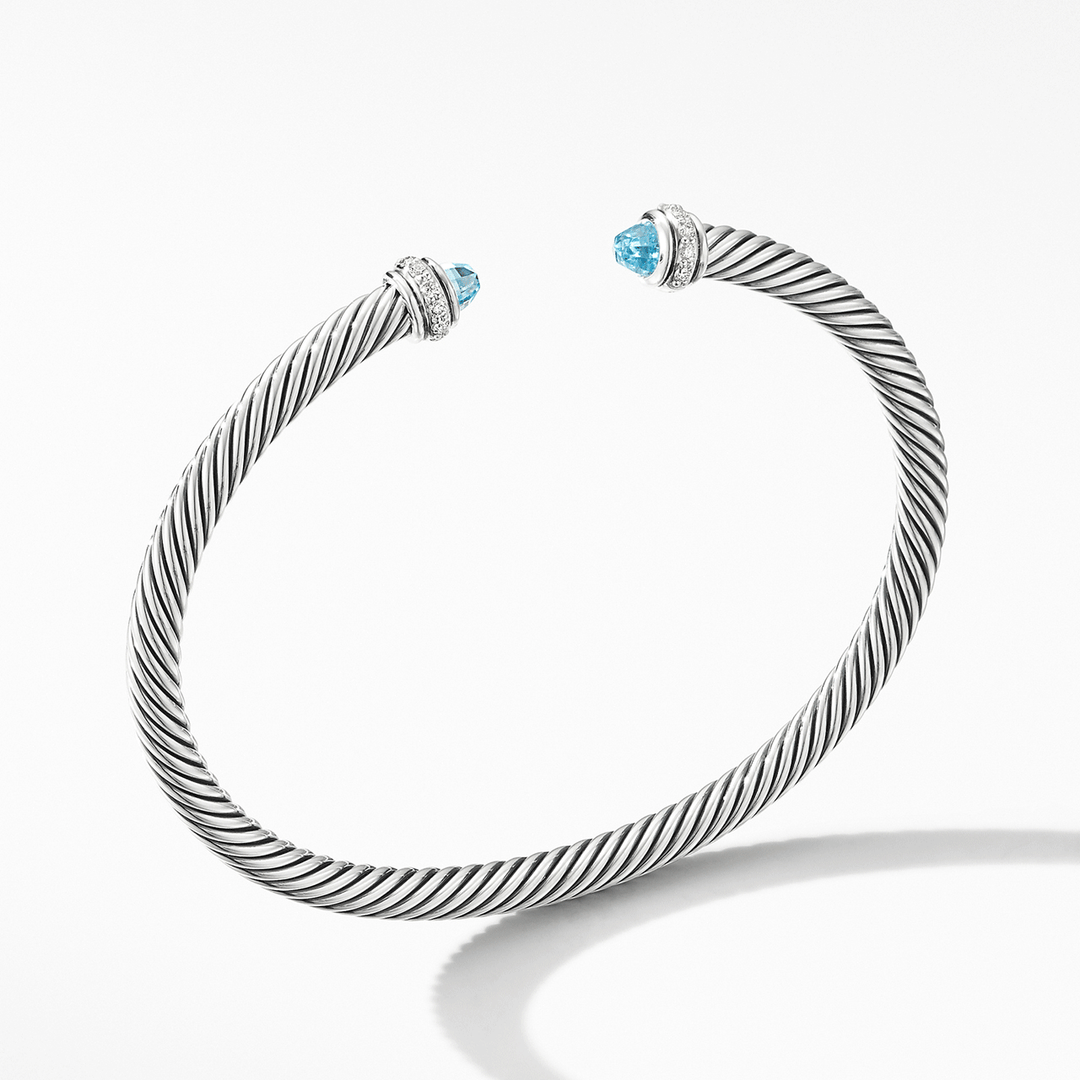 David Yurman Cable Classic Bracelet with Blue Topaz and Diamonds