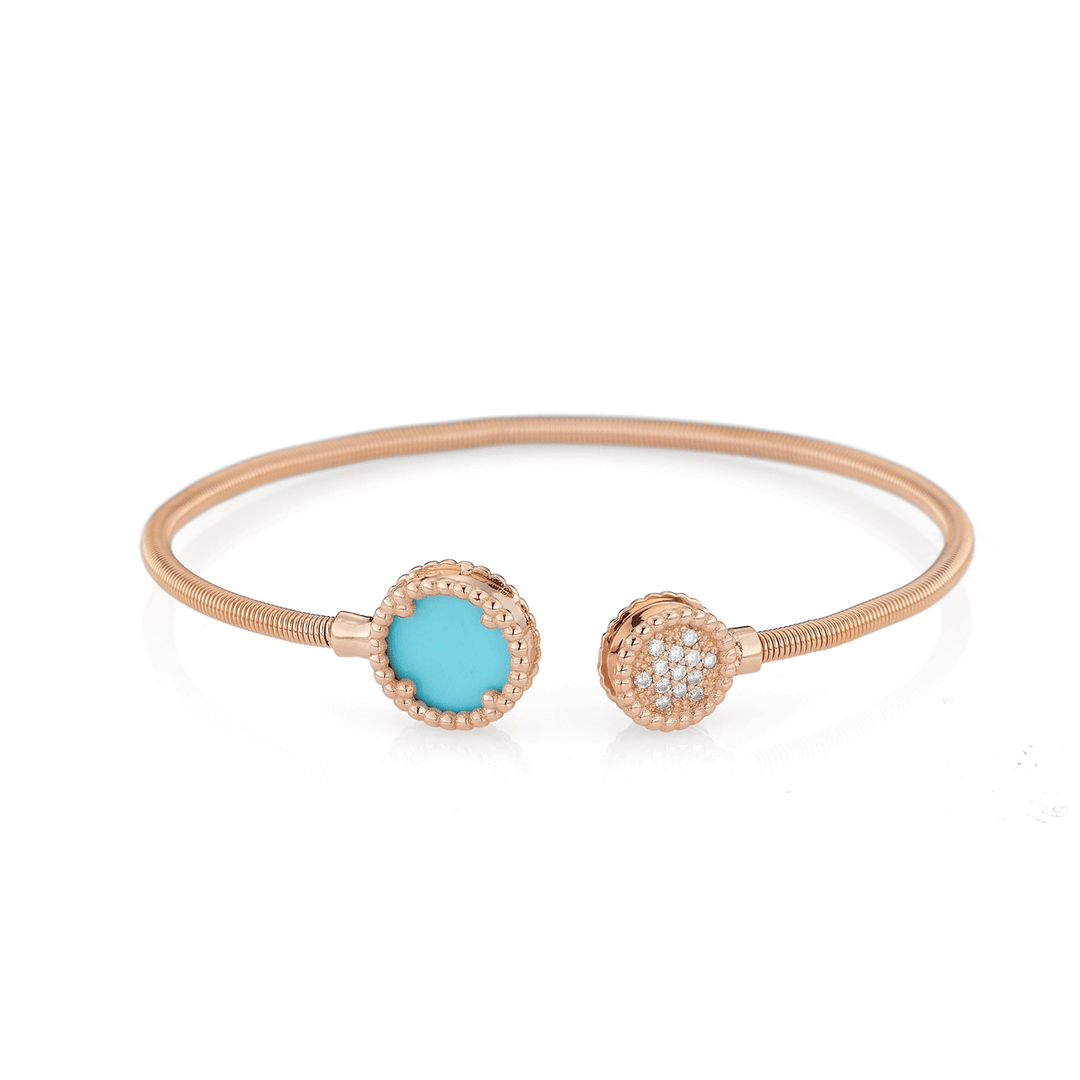 Hamilton 1970's Collection 18k Rose Gold and 0.14 Total Weight Diamond Turquoise Flexible Bracelet