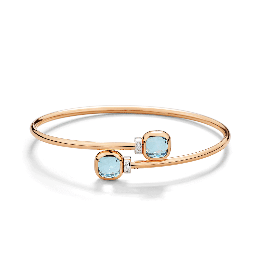 Pomellato Nudo 18k Rose Gold and Blue Topaz Mini Bangle