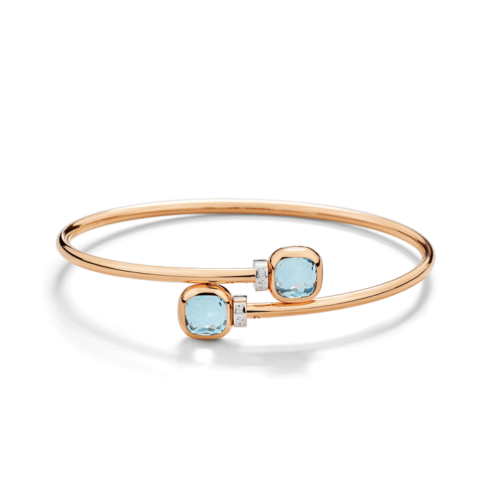 Pomellato Nudo 18k Rose Gold and Blue Topaz Mini Bangle