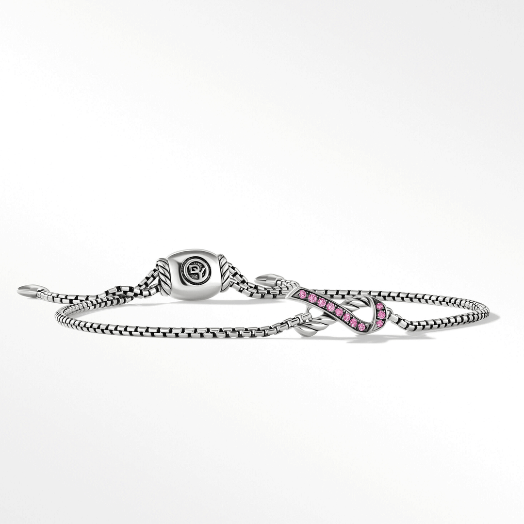 David Yurman Cable Collectibles Ribbon Chain Bracelet in Sterling Silver with Pavé Pink Sapphires