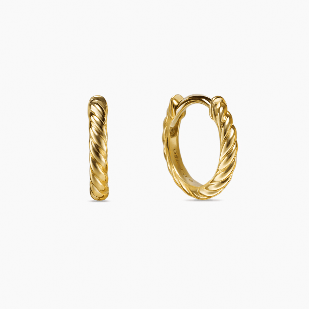 David Yurman Sculpted Cable Micro Huggie Hoop Earrings in 18k Yellow Gold