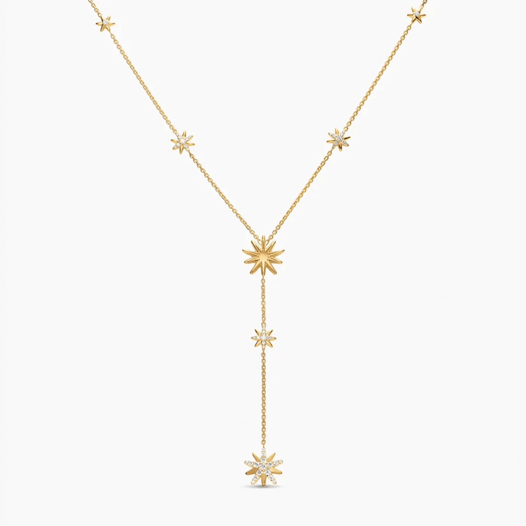 David Yurman Starburst Y Necklace 18k Yellow Gold with Diamonds, 76.7mm