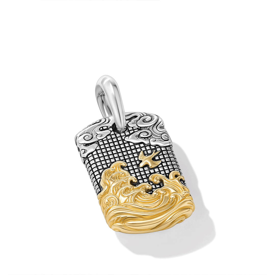 David Yurman Sterling Silver with 18K Yellow Gold, 27mm