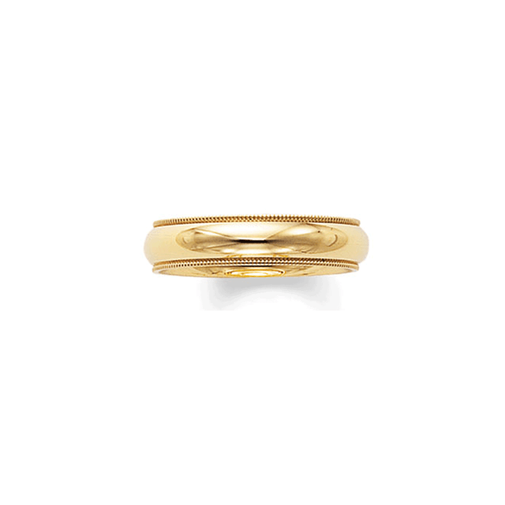 18k Yellow Gold 5mm Milgrain Comfort Fit Wedding Band