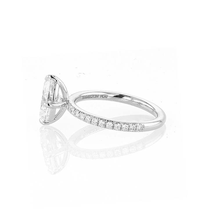 Platinum and Oval Diamond 1.70 Total Weight Engagement Ring