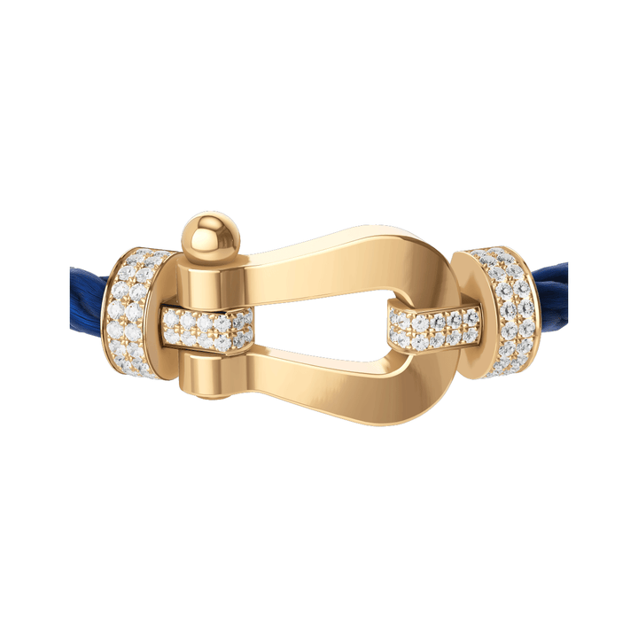 FRED Force 10 Navy Cable with 18k Yellow Gold Extra LG Half Pave Diamond Buckle, Exclusively at Hamilton Jewelers