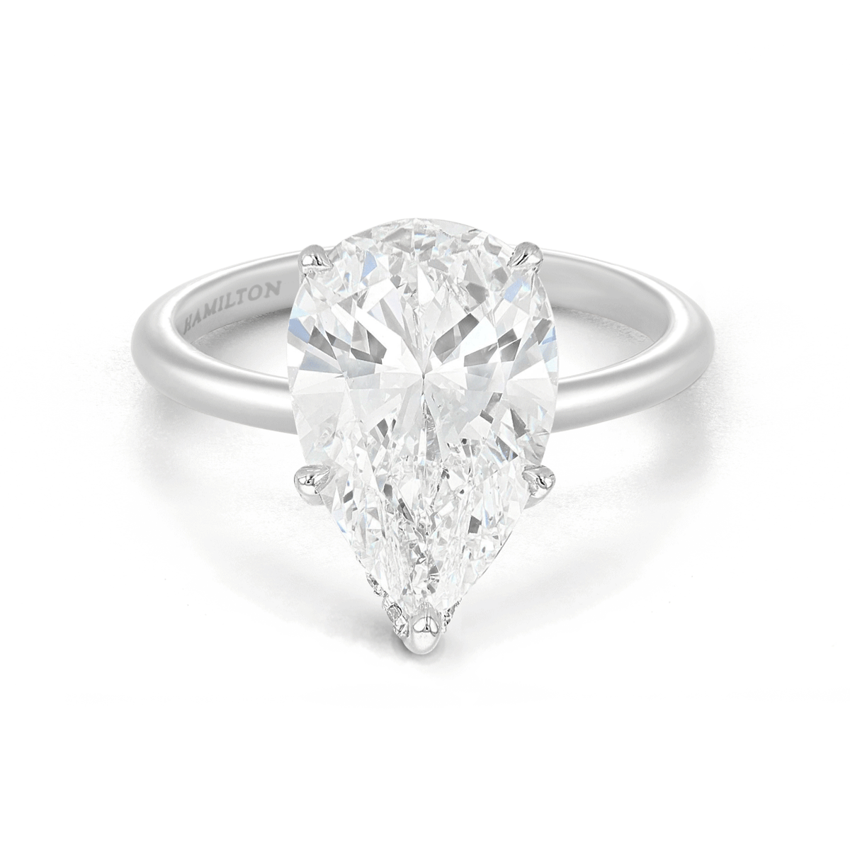 Hamilton Silhouette Collection Platinum and 5.02 Total Weight Pear Shape Diamond Engagement Ring
