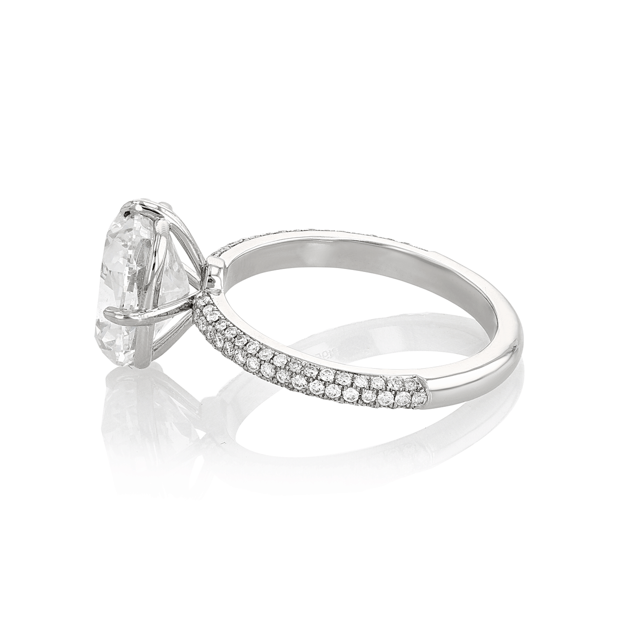 Hamilton Caroline Collection Platinum and Cushion Cut Diamond 4.03 Total Weight Engagement Ring
