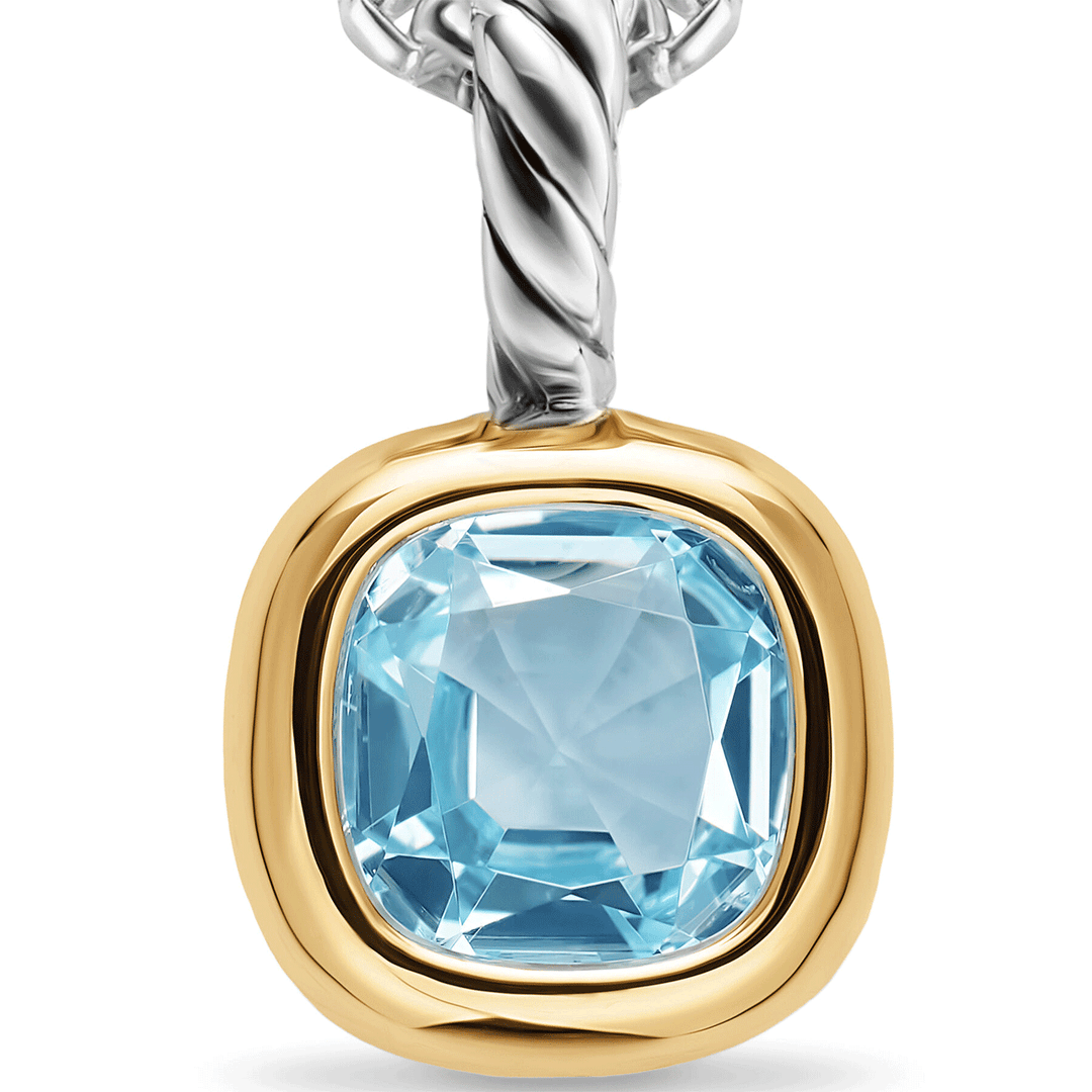 David Yurman Sterling Silver with 14K Yellow Gold and Sky Blue Topaz, 5.5mm Amulet
