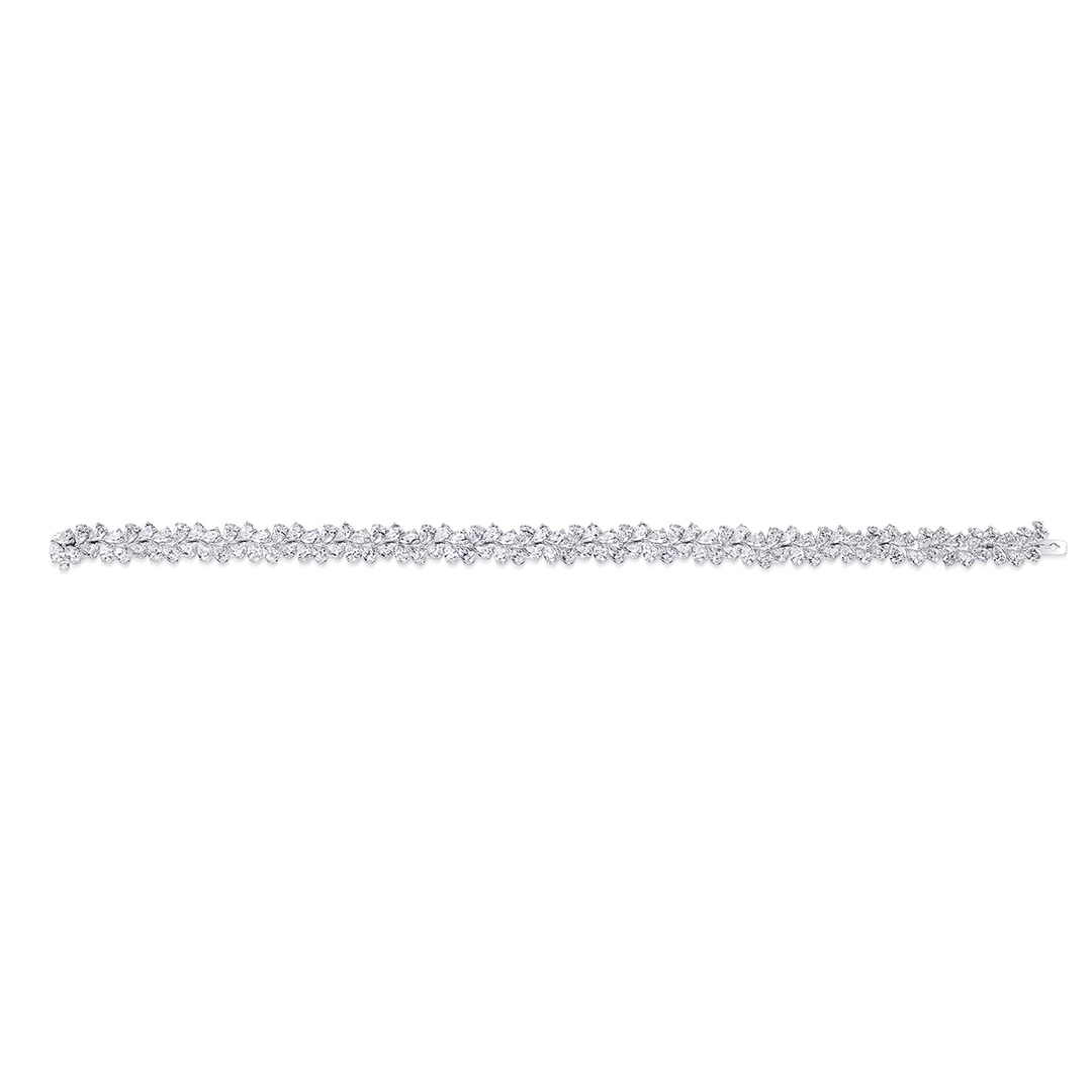 18k White Gold and 11.24 Total Weight Diamond Floral Bracelet