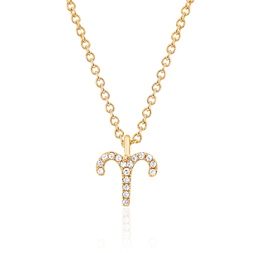 14k Yellow Gold Zodiac Aries Diamond Pendant