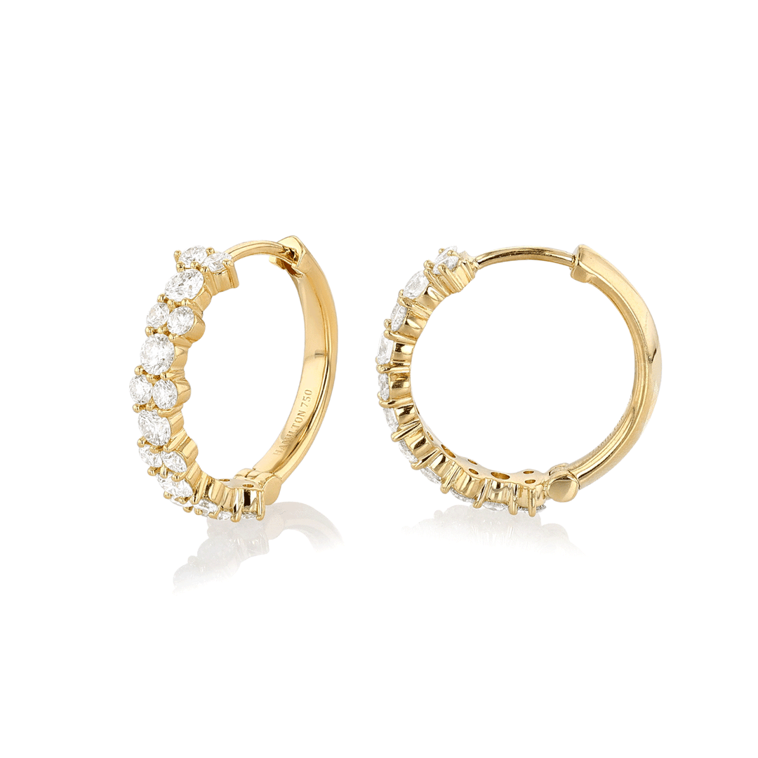 Hamilton Radiance Collection 18k Yellow Gold and 1.13 Total Weight Diamond Hoops