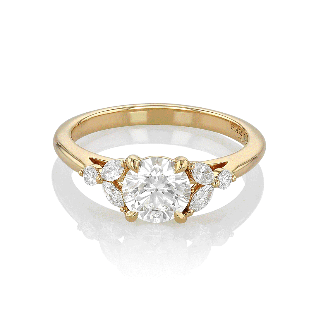 Hamilton Fleur Collection 18k Yellow Gold and 1.01 Total Weight Diamond Engagement Ring
