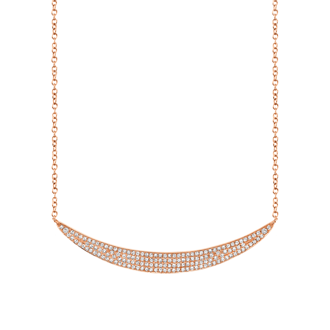 14k Rose Gold Crescent Diamond .42 Total Weight Necklace