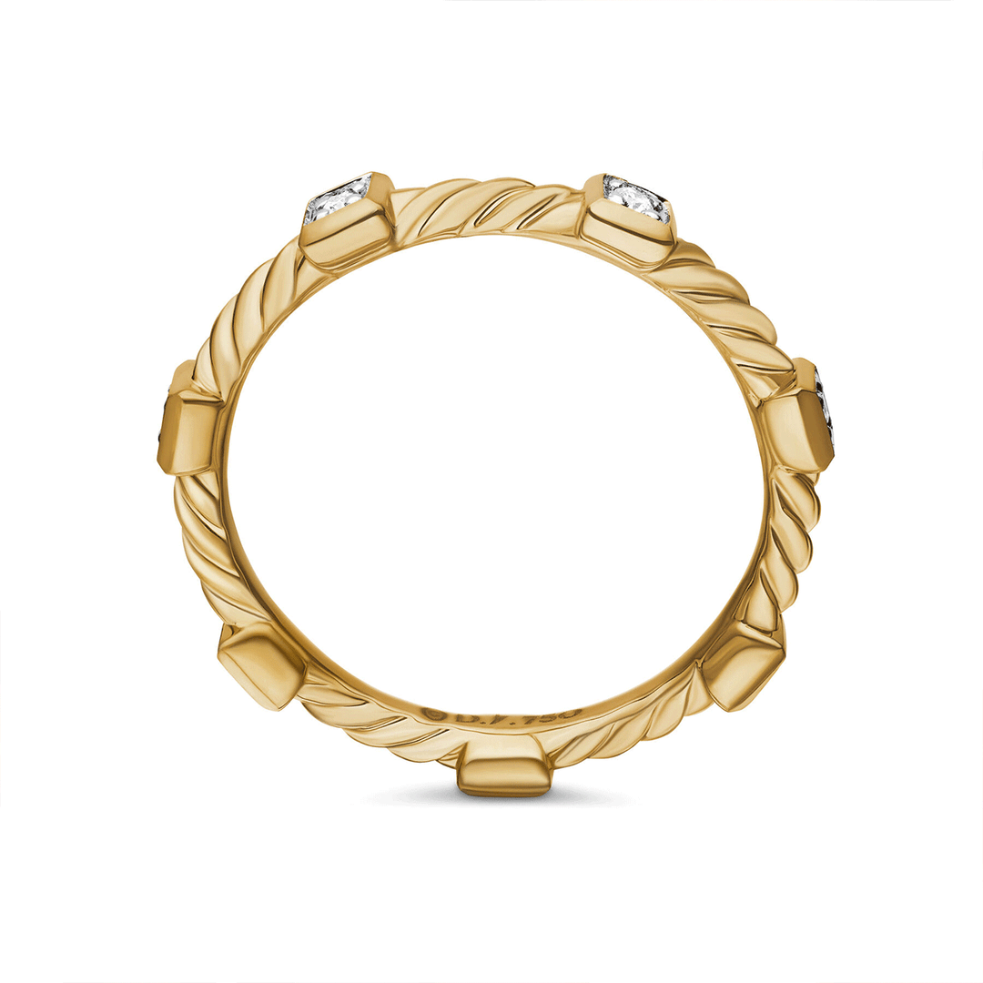 David Yurman Cable Collectibles Stack Ring in 18k Yellow Gold with Diamonds
