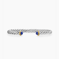 David Yurman Cable Cuff Bracelet Sterling Silver with 14k Yellow Gold and Lapis, 6mm