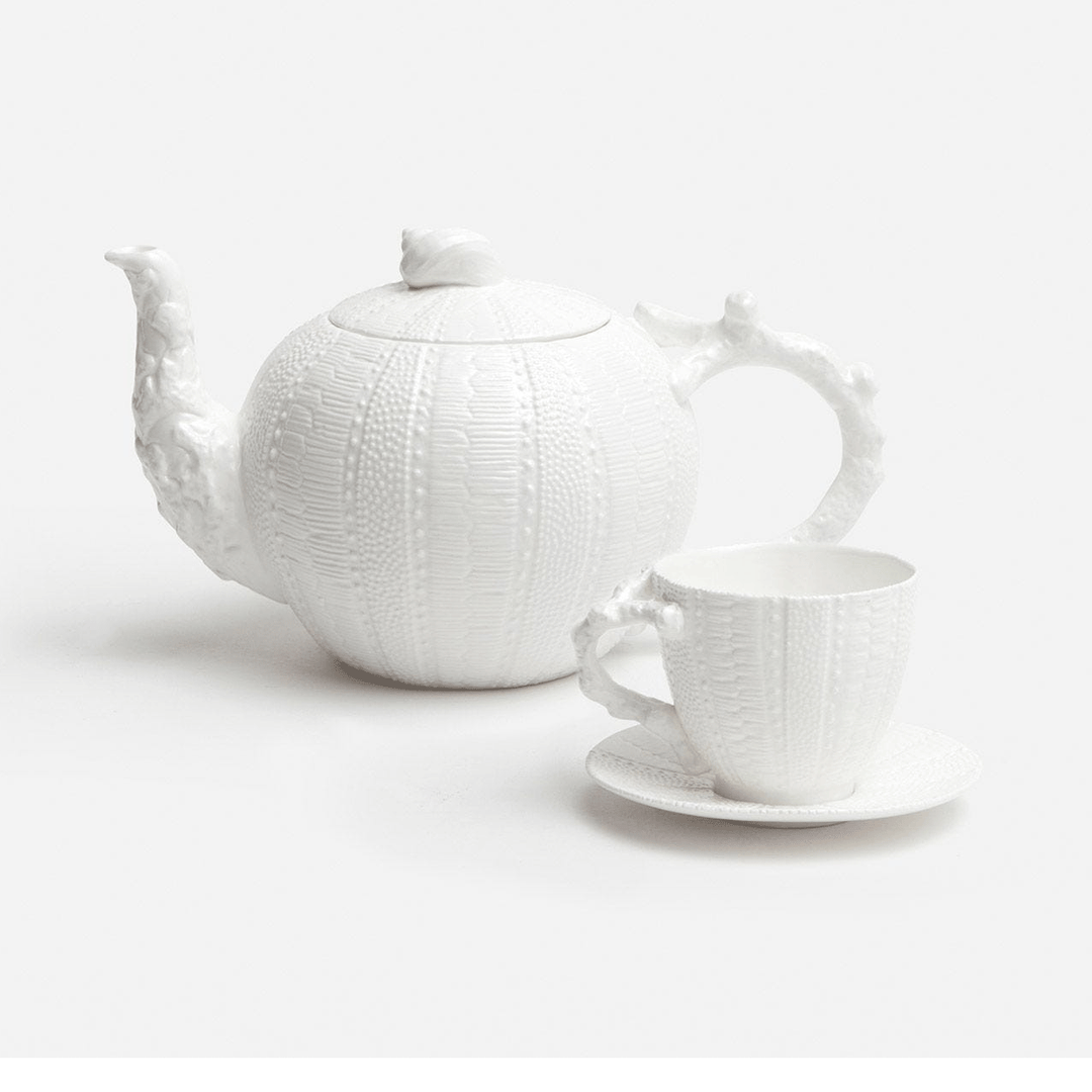 Sea Urchin Porcelain Teapot and Cup/Saucer