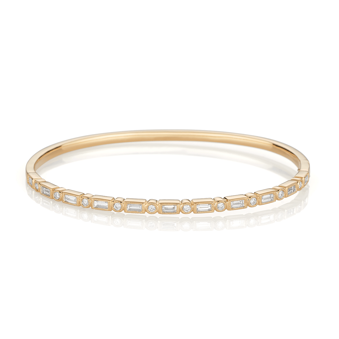 Hamilton Heritage Collection 18k Gold Baguette and Round Diamond .89 Total Weight Bracelet
