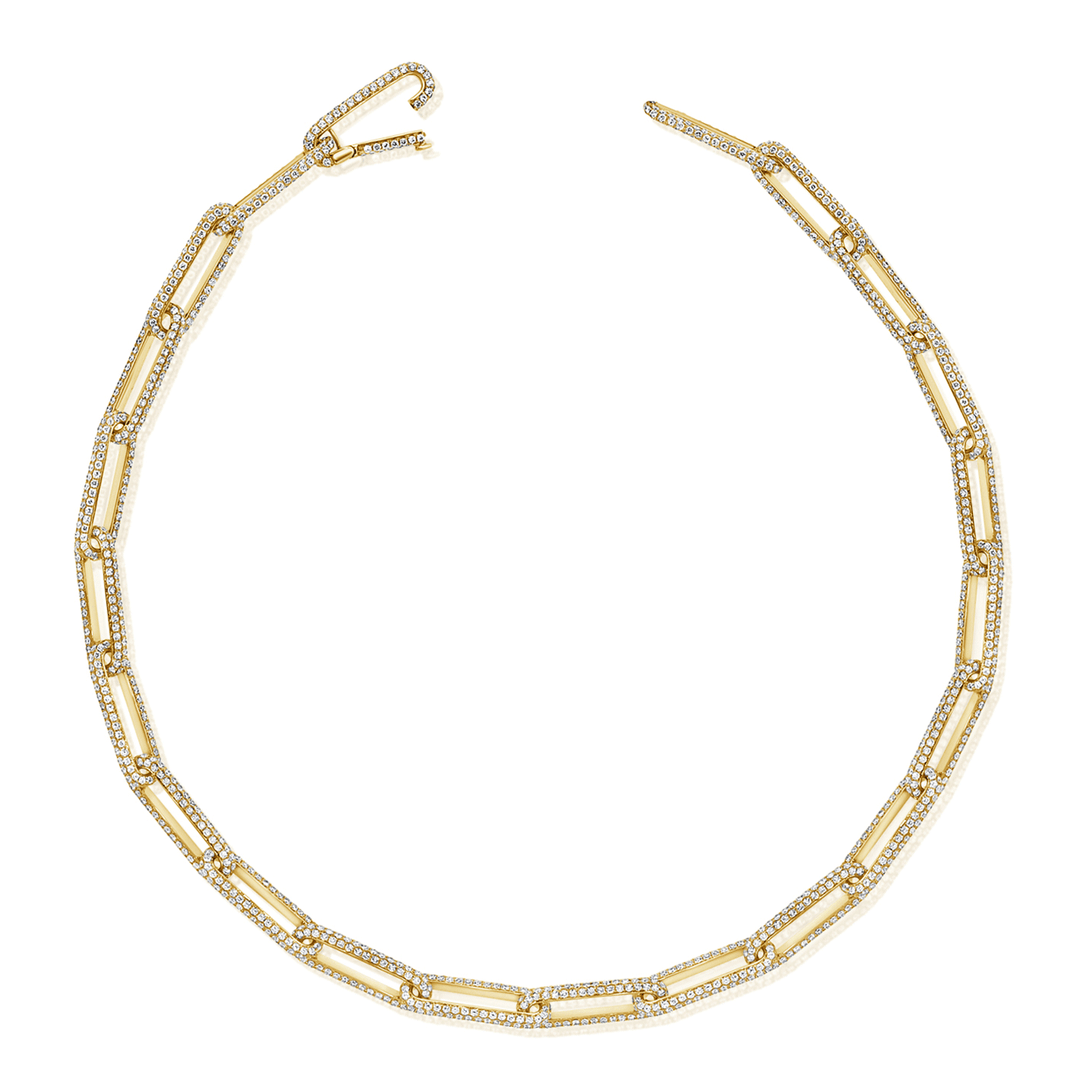 14k Yellow Gold and Diamond 20.00 Total Weight Link Necklace