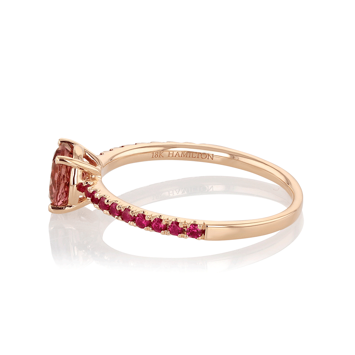 Hamilton Facets Collection 18k Rose Gold Pink Tourmaline and Ruby Ring