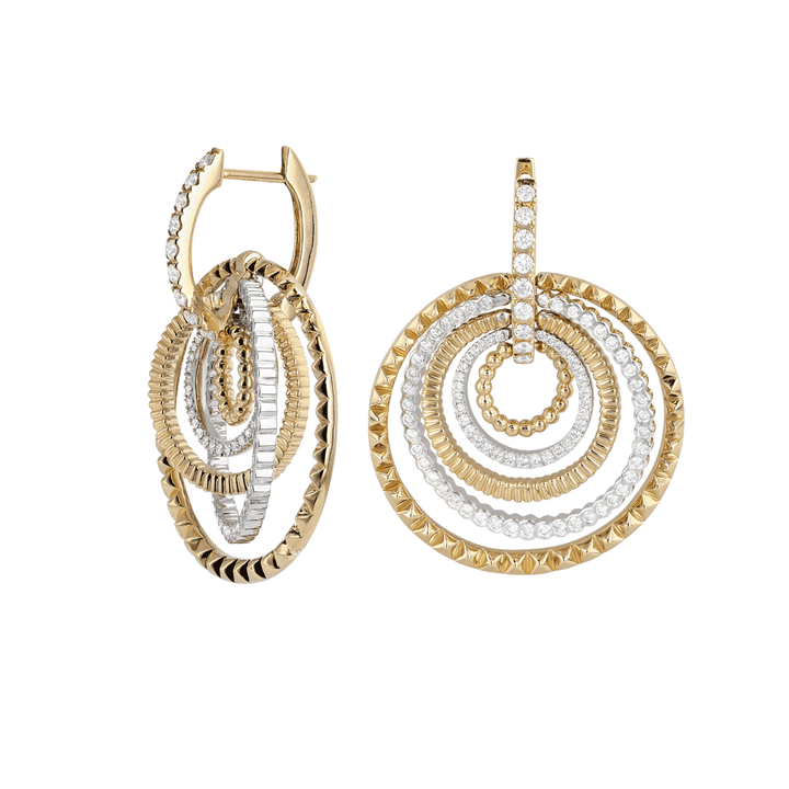 18k Gold and Diamond 1.40 Total Weight Circle Earrings