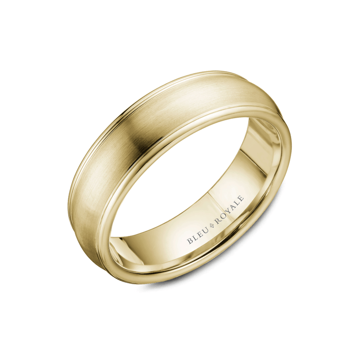 14k Yellow Gold 6.5mm Satin and Polished Wedding Band