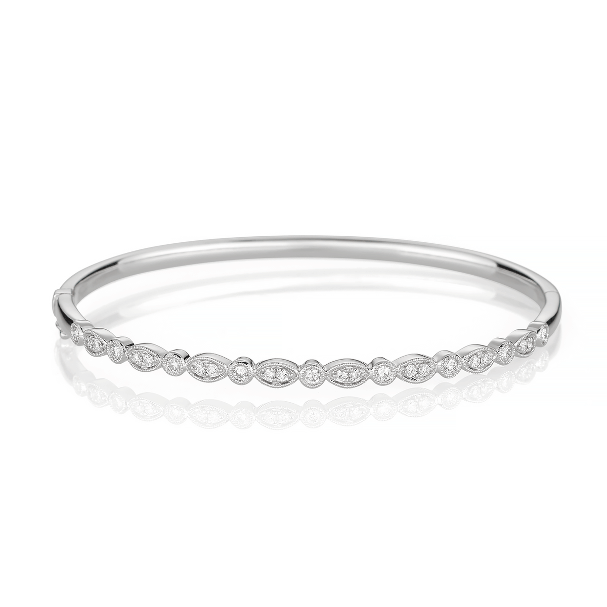 Hamilton Heritage Collection 18k White Gold and .52 Total Weight Bangle Bracelet