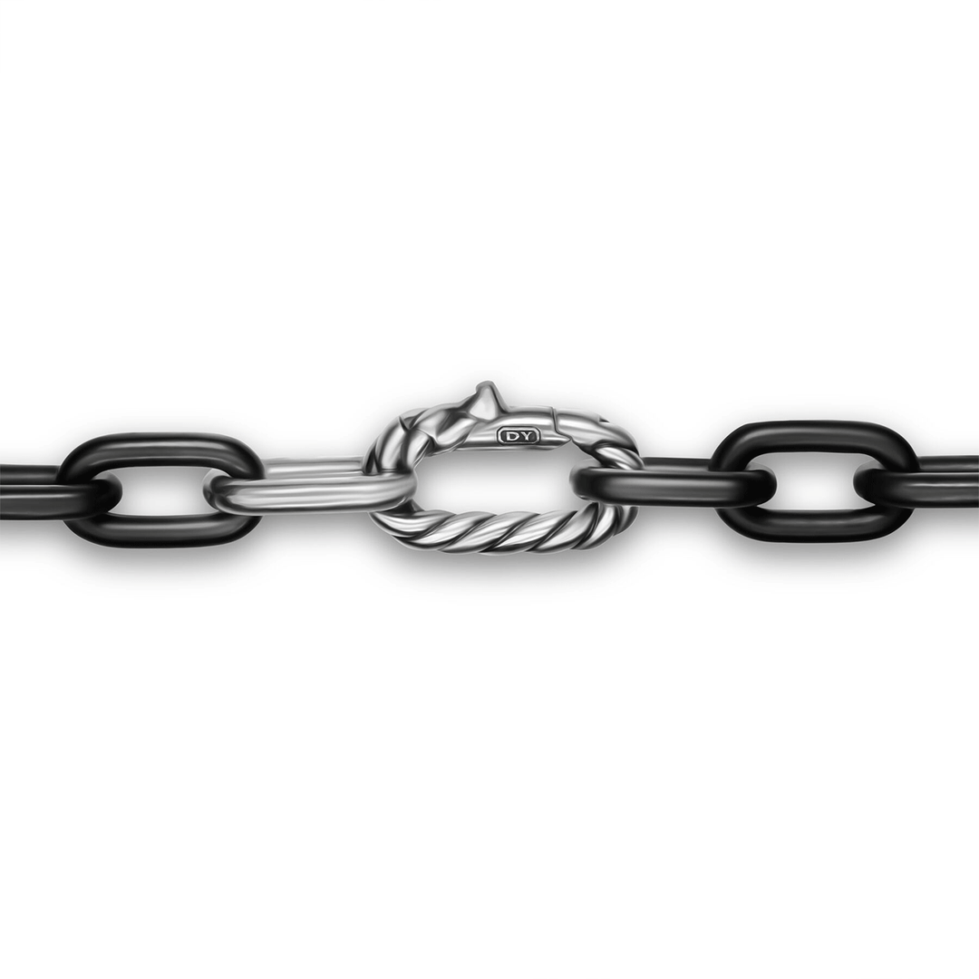 David Yurman DY Madison® Chain Necklace Black Titanium with Sterling Silver 8.5mm 22 Inch