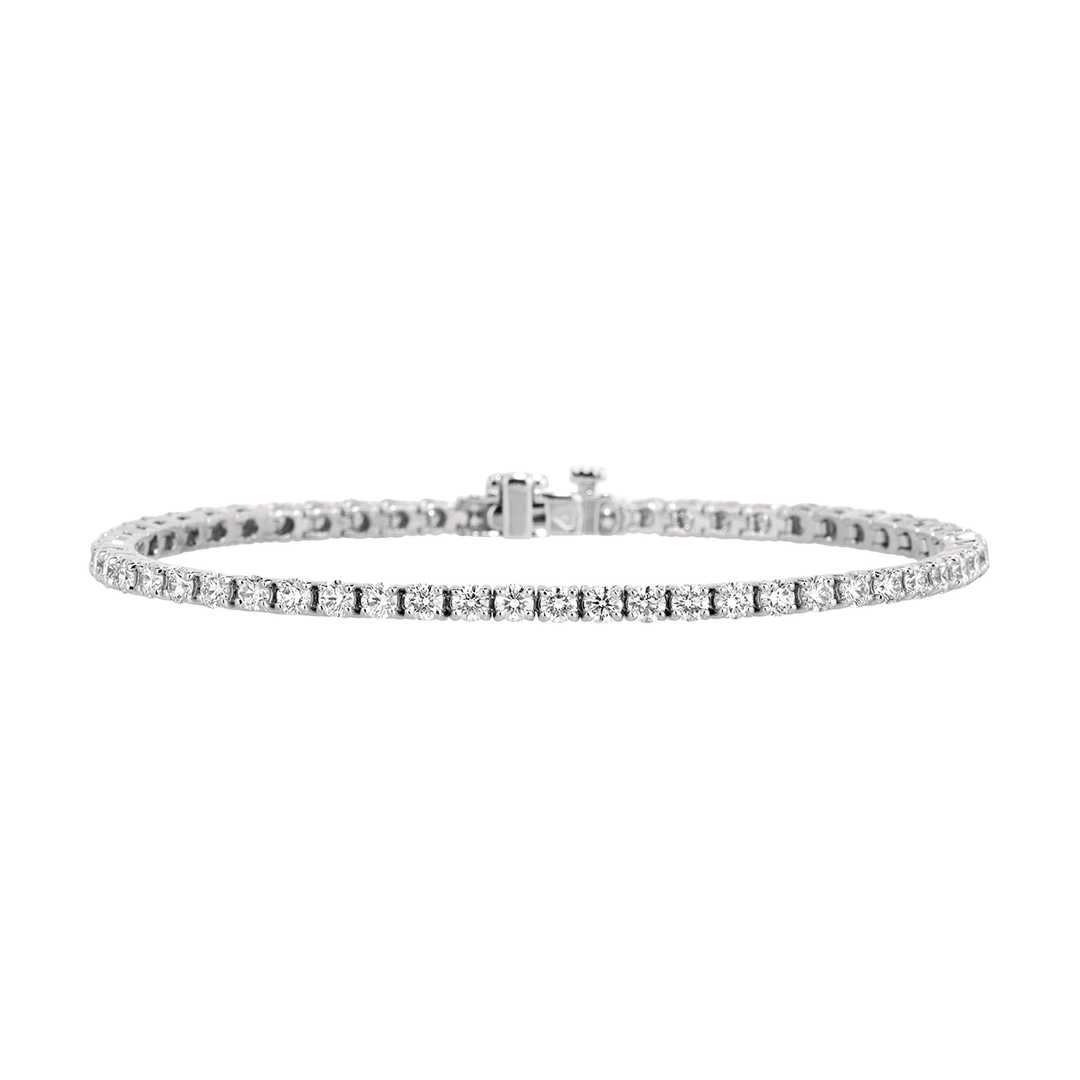 18k White Gold and 4.48 Total Weight Diamond Line Bracelet