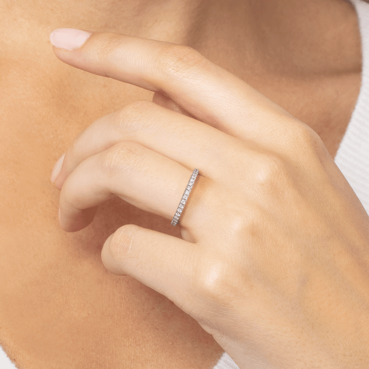 Hamilton Cherish Collection 18k White Gold and 0.25 Total Weight Diamond 1/2 Way Micro Prong Wedding Band