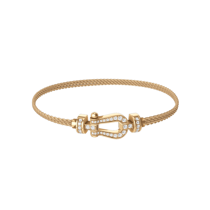 FRED 18k Yellow Gold Link Cable Bracelet with 18k Diamond Buckle ,Exclusively at Hamilton Jewelers