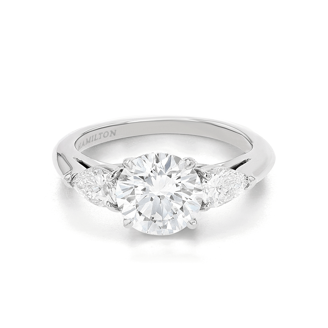 Platinum and 2.02 Total Weight Diamond Three Stone Ring
