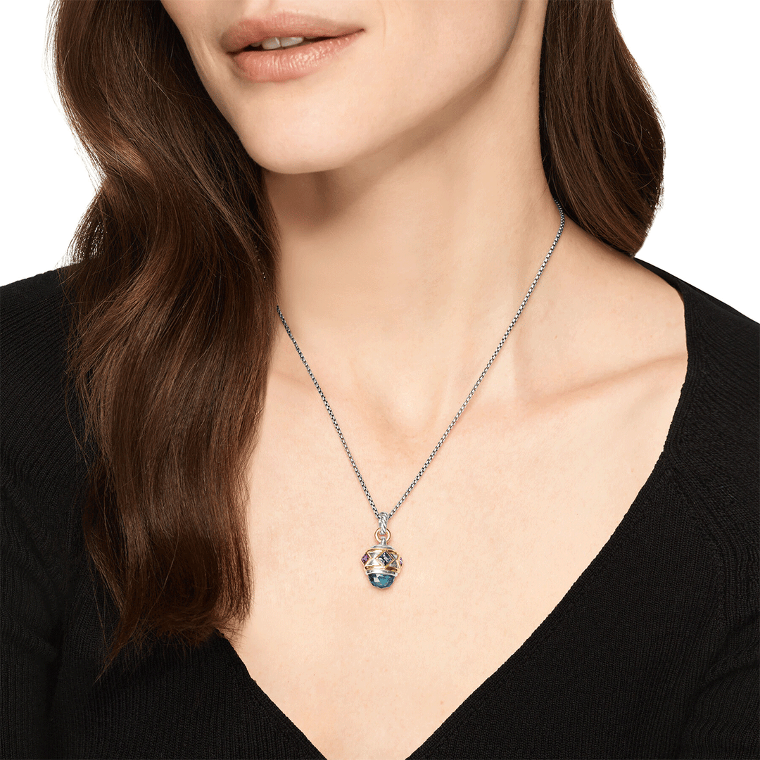 David Yurman Renaissance® Amulet Sterling Silver with 14K Yellow Gold, Hampton Blue Topaz, Iolite and Amethyst, 19.8mm