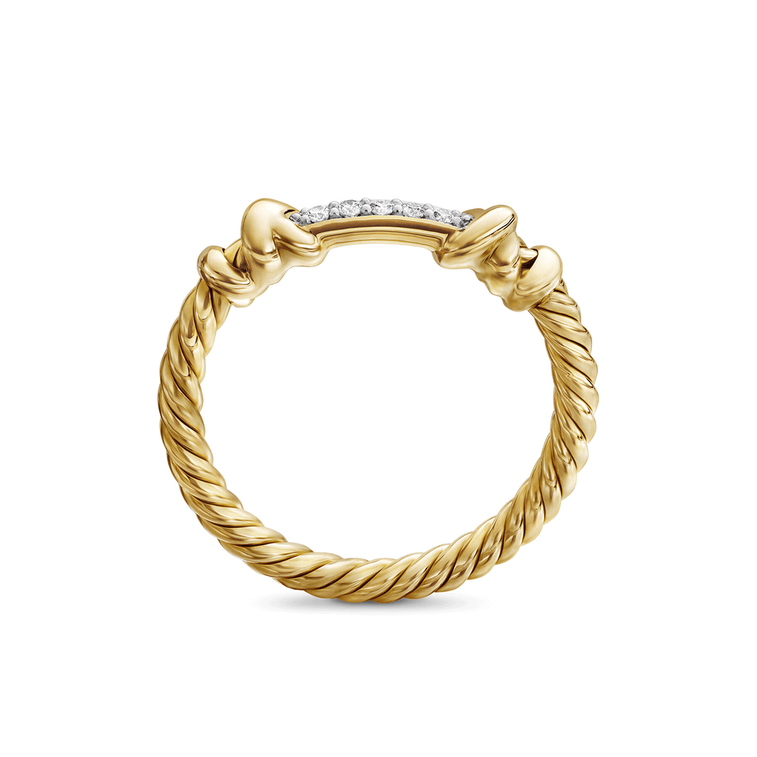 David Yurman Petite Helena Wrap Band Ring in 18K Yellow Gold with Diamonds, 4mm