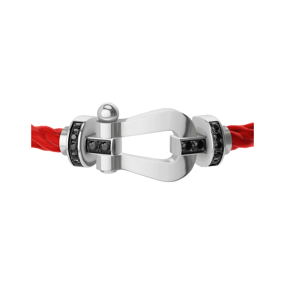 FRED Force 10 Red Cable with 18k White LG Buckle Half Black Diamond, Exclusively at Hamilton Jewelers