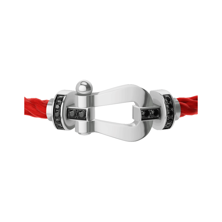 FRED Force 10 Red Cable with 18k White LG Buckle Half Black Diamond, Exclusively at Hamilton Jewelers