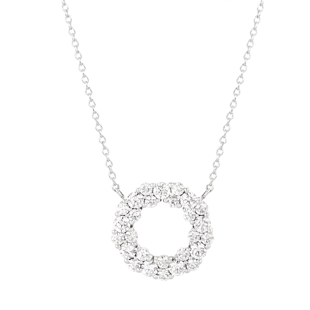 18k White Gold and Diamond 0.92 Total Weight Circle Pendant