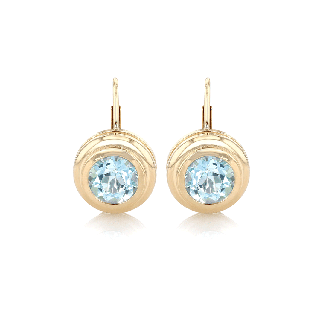 Hamilton Lisette Collection 14k Yellow Gold and 2.60 Total Weight Blue Topaz Bezel Earrings