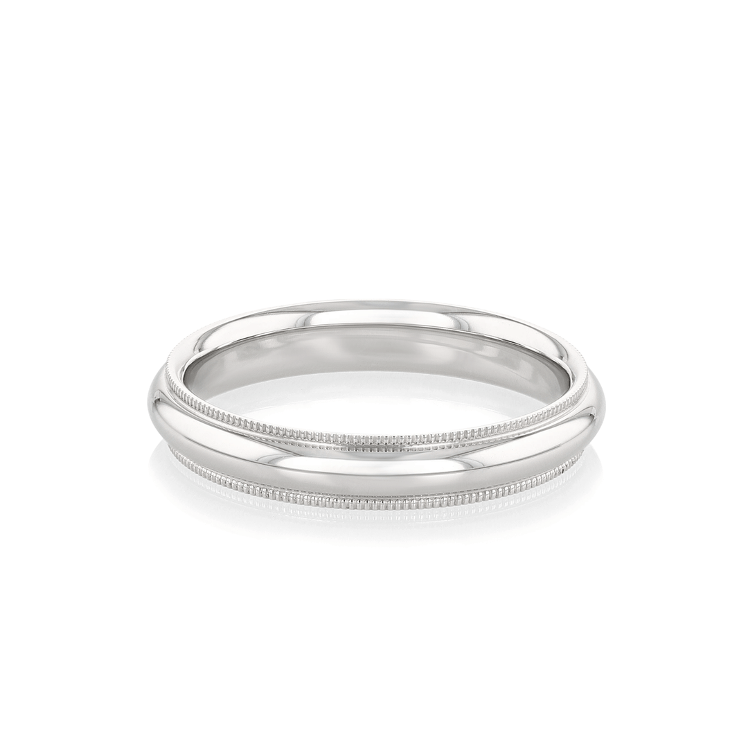 Hamilton Collection 18k White Recycled Gold 4mm Milgrain Comfort Fit Wedding Band